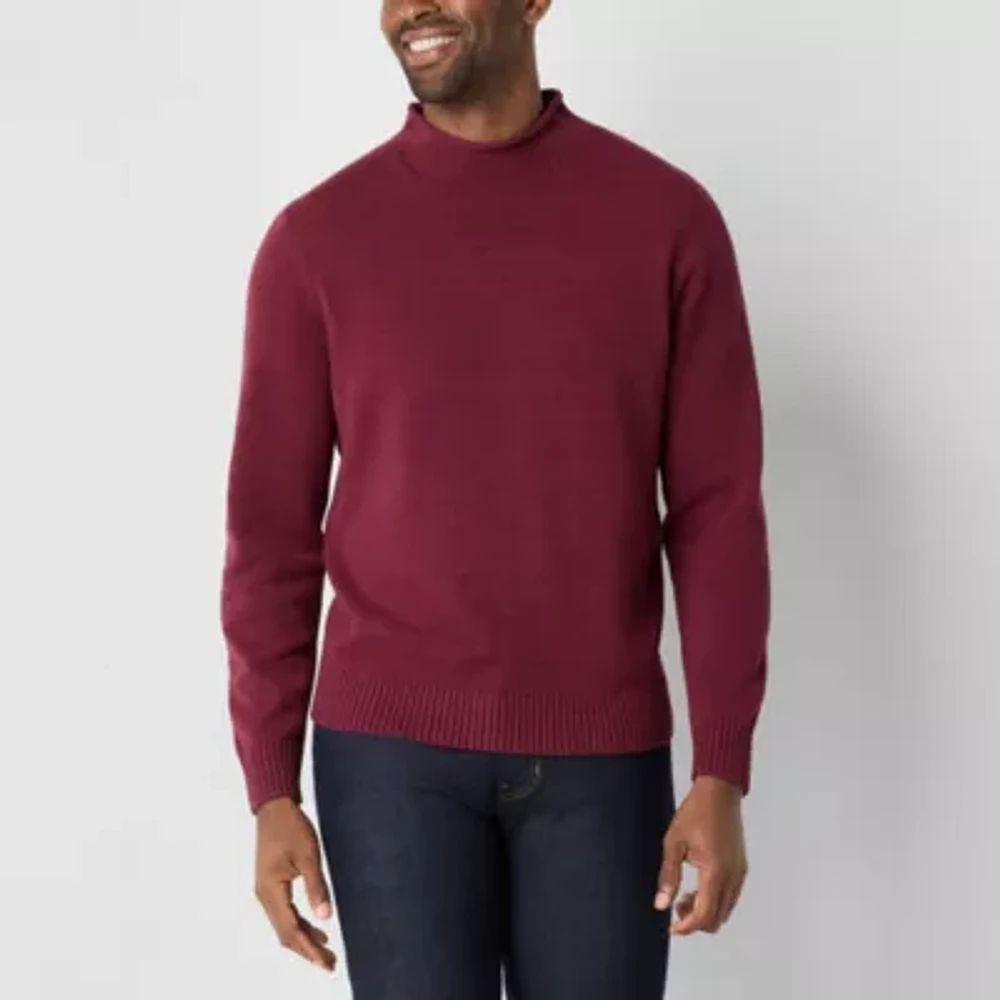 St. John's Bay Roll Neck Mens Mock Long Sleeve Pullover Sweater