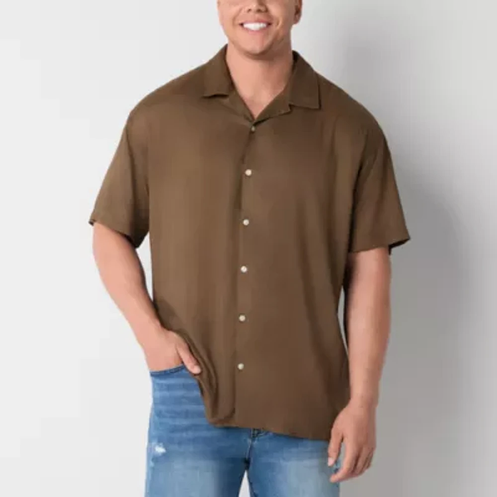 Arizona Big and Tall Mens Regular Fit Short Sleeve Button-Down Shirt