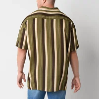 Arizona Big and Tall Mens Regular Fit Short Sleeve Striped Button-Down Shirt