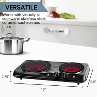 Ovente Electric Double Infrared Burner Stainless/Silver