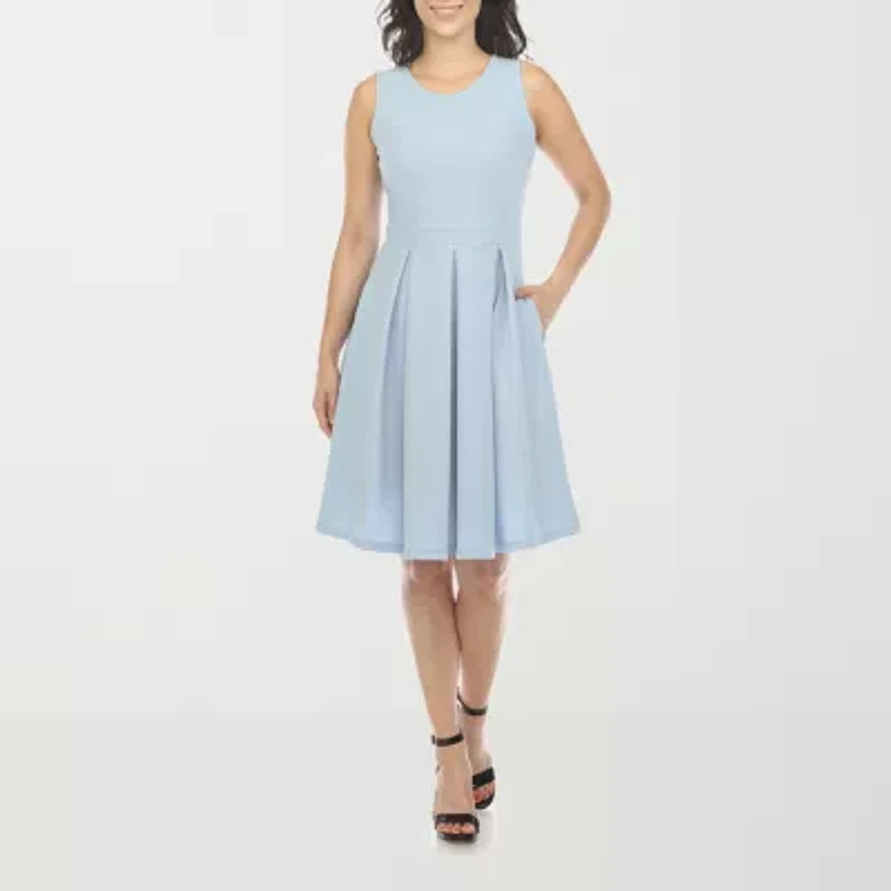 White Mark Womens Sleeveless Fit + Flare Dress