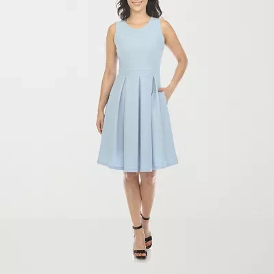 White Mark Womens Sleeveless Fit + Flare Dress