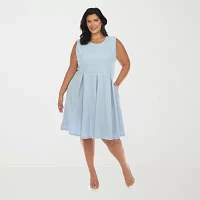 White Mark Womens Sleeveless Fit + Flare Dress Plus