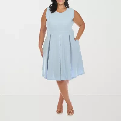 White Mark Womens Sleeveless Fit + Flare Dress Plus