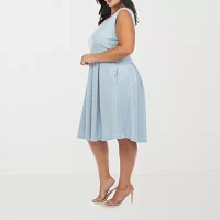 White Mark Womens Sleeveless Fit + Flare Dress Plus
