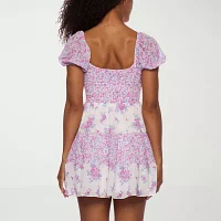 B. Smart Womens Short Sleeve Floral Fit + Flare Dress Juniors