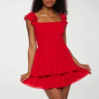 B. Smart Womens Short Sleeve Fit + Flare Dress Juniors