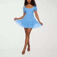 B. Smart Womens Short Sleeve Fit + Flare Dress Juniors