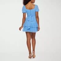 B. Smart Womens Short Sleeve Fit + Flare Dress Juniors