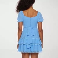 B. Smart Womens Short Sleeve Fit + Flare Dress Juniors