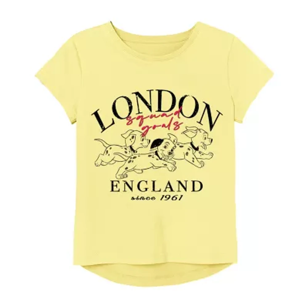 Little & Big Girls Round Neck Short Sleeve 101 Dalmatians Graphic T-Shirt