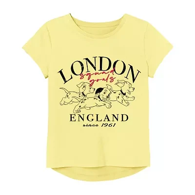 Little & Big Girls Round Neck Short Sleeve 101 Dalmatians Graphic T-Shirt