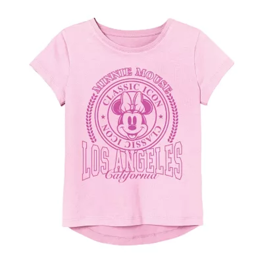 Little & Big Girls Round Neck Short Sleeve Minnie Mouse Graphic T-Shirt