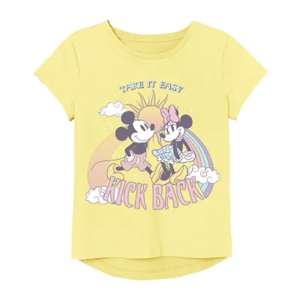 Little & Big Girls Round Neck Short Sleeve Mickey Mouse Graphic T-Shirt