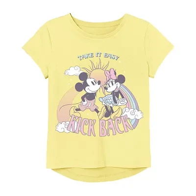 Little & Big Girls Round Neck Short Sleeve Mickey Mouse Graphic T-Shirt