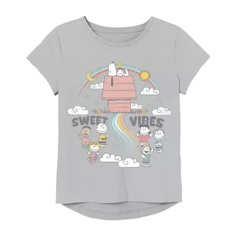 Little & Big Girls Round Neck Short Sleeve Snoopy Graphic T-Shirt