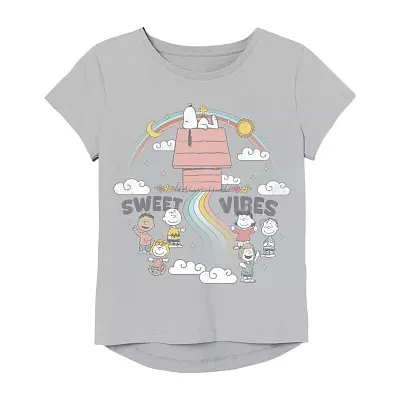 Little & Big Girls Round Neck Short Sleeve Snoopy Graphic T-Shirt