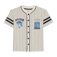 Disney Collection Little & Big Boys Y Neck Short Sleeve Lilo Stitch Jersey