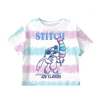 Disney Collection Little & Big Girls Crew Neck Short Sleeve Lilo Stitch Graphic T-Shirt