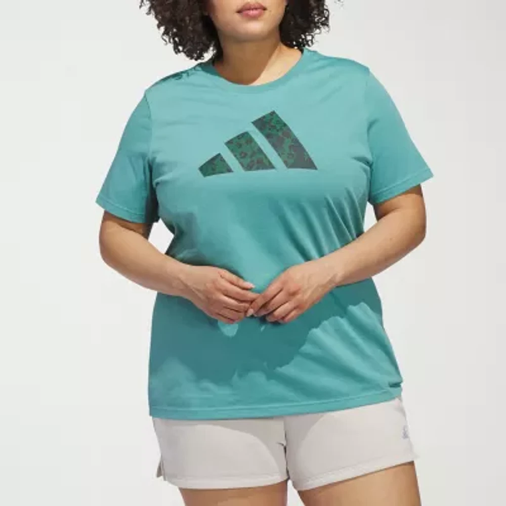adidas Womens Leopard Graphic Tee (Plus Size)