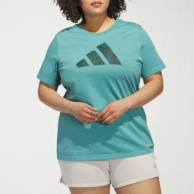 adidas Womens Leopard Graphic Tee (Plus Size)
