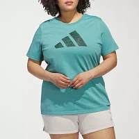 adidas Womens Leopard Graphic Tee (Plus Size)