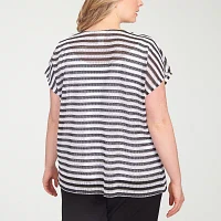 Hearts Of Palm Womens Plus Keyhole Neck Short Sleeve T-Shirt