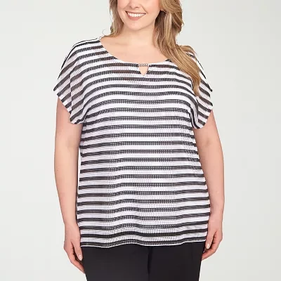 Hearts Of Palm Womens Plus Keyhole Neck Short Sleeve T-Shirt