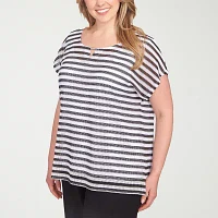 Hearts Of Palm Womens Plus Keyhole Neck Short Sleeve T-Shirt