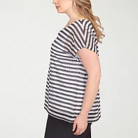 Hearts Of Palm Womens Plus Keyhole Neck Short Sleeve T-Shirt