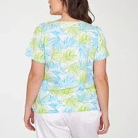 Hearts Of Palm Womens Plus Scoop Neck Short Sleeve T-Shirt