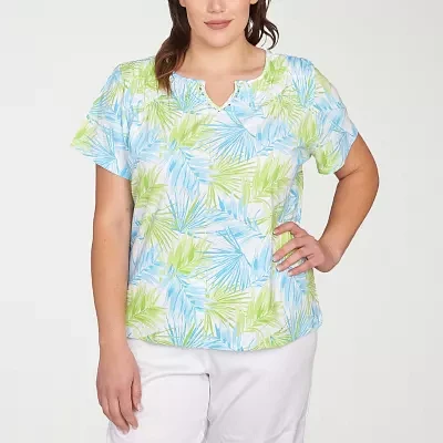 Hearts Of Palm Womens Plus Scoop Neck Short Sleeve T-Shirt