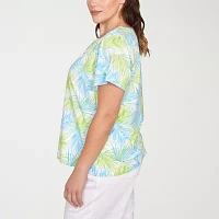 Hearts Of Palm Womens Plus Scoop Neck Short Sleeve T-Shirt