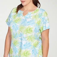 Hearts Of Palm Womens Plus Scoop Neck Short Sleeve T-Shirt