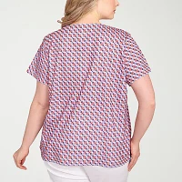 Hearts Of Palm Womens Plus Crew Neck Short Sleeve T-Shirt