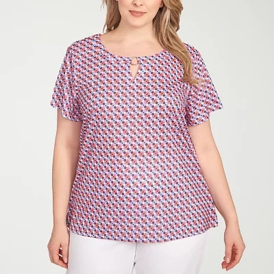 Hearts Of Palm Womens Plus Crew Neck Short Sleeve T-Shirt