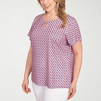 Hearts Of Palm Womens Plus Crew Neck Short Sleeve T-Shirt
