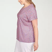 Hearts Of Palm Womens Plus Crew Neck Short Sleeve T-Shirt