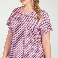 Hearts Of Palm Womens Plus Crew Neck Short Sleeve T-Shirt