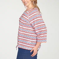 Hearts Of Palm Womens Plus Keyhole Neck 3/4 Sleeve T-Shirt