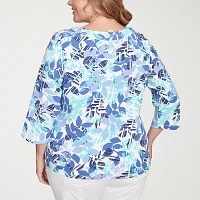Hearts Of Palm Womens Plus Scoop Neck 3/4 Sleeve T-Shirt