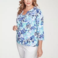 Hearts Of Palm Womens Plus Scoop Neck 3/4 Sleeve T-Shirt
