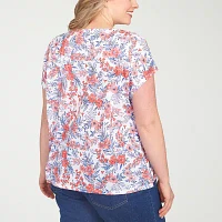 Hearts Of Palm Womens Plus Round Neck Short Sleeve T-Shirt