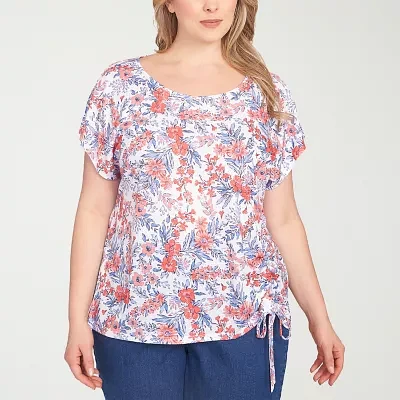 Hearts Of Palm Womens Plus Round Neck Short Sleeve T-Shirt