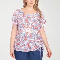 Hearts Of Palm Womens Plus Round Neck Short Sleeve T-Shirt