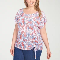 Hearts Of Palm Womens Plus Round Neck Short Sleeve T-Shirt