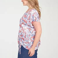 Hearts Of Palm Womens Plus Round Neck Short Sleeve T-Shirt