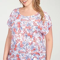 Hearts Of Palm Womens Plus Round Neck Short Sleeve T-Shirt