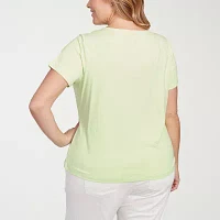 Hearts Of Palm Womens Plus Keyhole Neck Short Sleeve T-Shirt