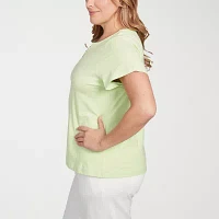 Hearts Of Palm Womens Plus Keyhole Neck Short Sleeve T-Shirt